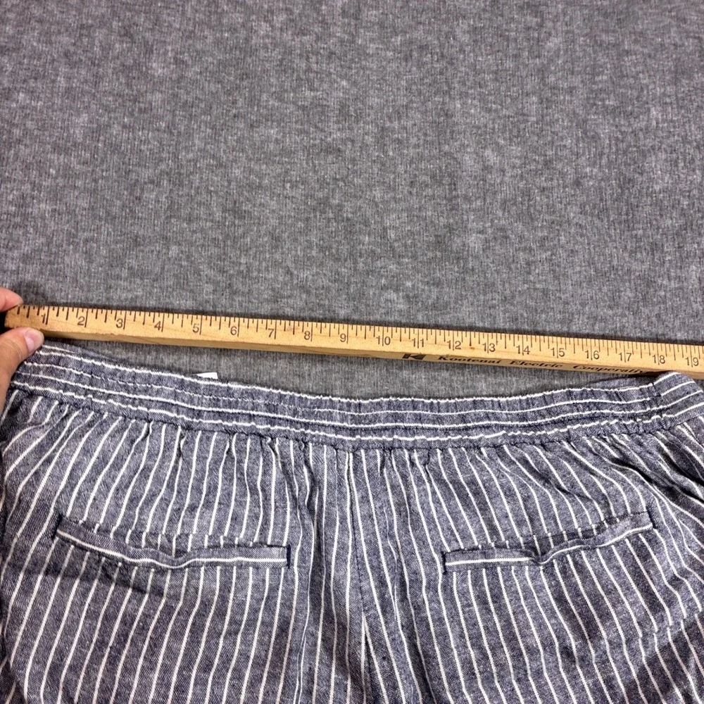 Banana Republic Wide Leg Pants Women XL Blue Striped Linen Boho Indie Summer